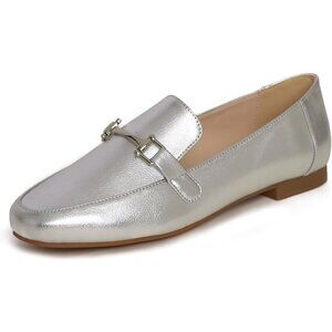 Feversole Women's Bar Trim Silver Grain Vegan Leather Synthetic Crochet Flats